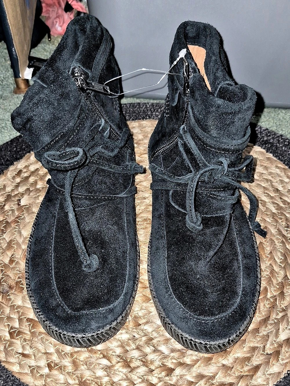 UGG Classic Mini Deco Suede Boots in Black US 7